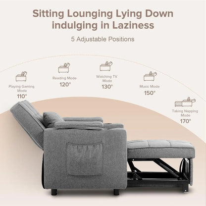 Multi-Function Convertible  Bed Folding Chair Sofa Couch with Adjustable Backrest Heavy-duty Steel Frame Space-saving