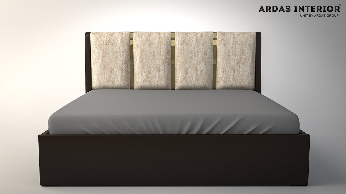 Ardas Interior Solid Wood Queen Hydraulic Bed  | Back Bed Curve