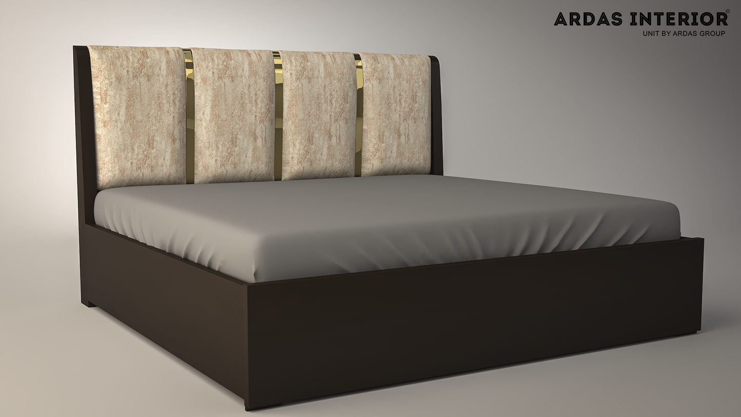 Ardas Interior Solid Wood Queen Hydraulic Bed  | Back Bed Curve