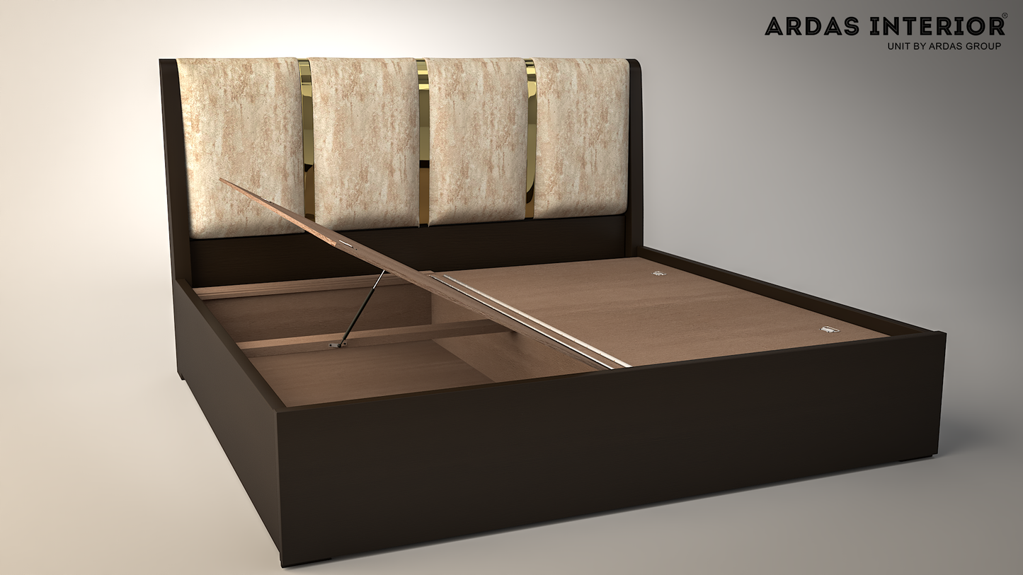 Ardas Interior Solid Wood Queen Hydraulic Bed  | Back Bed Curve