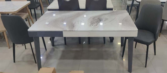 Venezia Prestige Italian Marble 4 Seater Dining Table with Modern wooden Frame Design