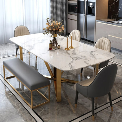 Light luxury marble dining table Nordic ins dining table chair combination rectangular household dining table