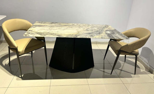 Vittoria Marble Dining Collection | Slim Imported Marble Dining Table with Premium Finish & Contemporary Chairs