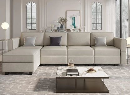 Modular Sectional Sofa with Storage Seat  U Shaped Couch with Reversible Chaise Sofa Set with Ottoman Velvet