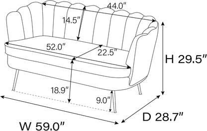 Wide Modern Boucle Loveseat Small Sofa Small Mini Room Couch 2-Seater Sofa with Gold Metal Legs