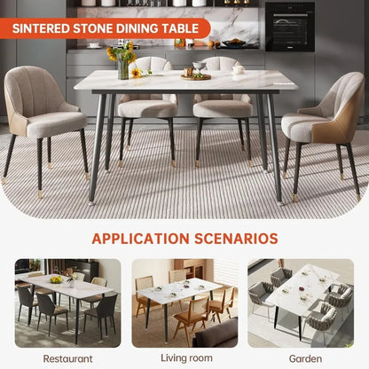 Dinner Table for Dining Room Dining Table With Marble Sintered Stone Table Top and Metal Legs Free Shipping Furniture Home