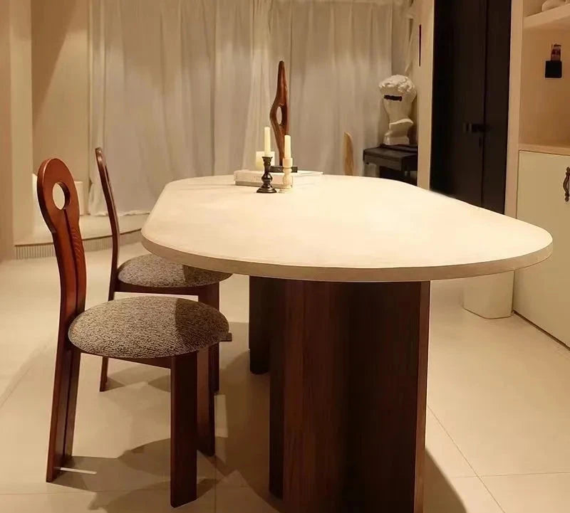 Nordic Luxury Dining Table Modern Simple European Oval Dining Table Art Marble Conjuntos  Kitchen Furniture