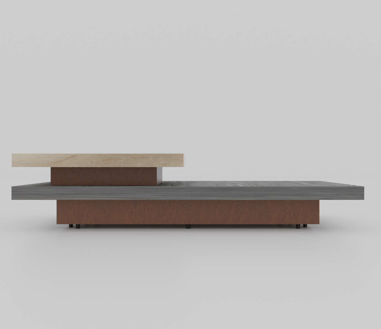 HENDRIK CREAM MARBLE TOP WITH GREY & BROWN WOOD FRAMING