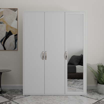 The Nexus Three door wardrobe in white color