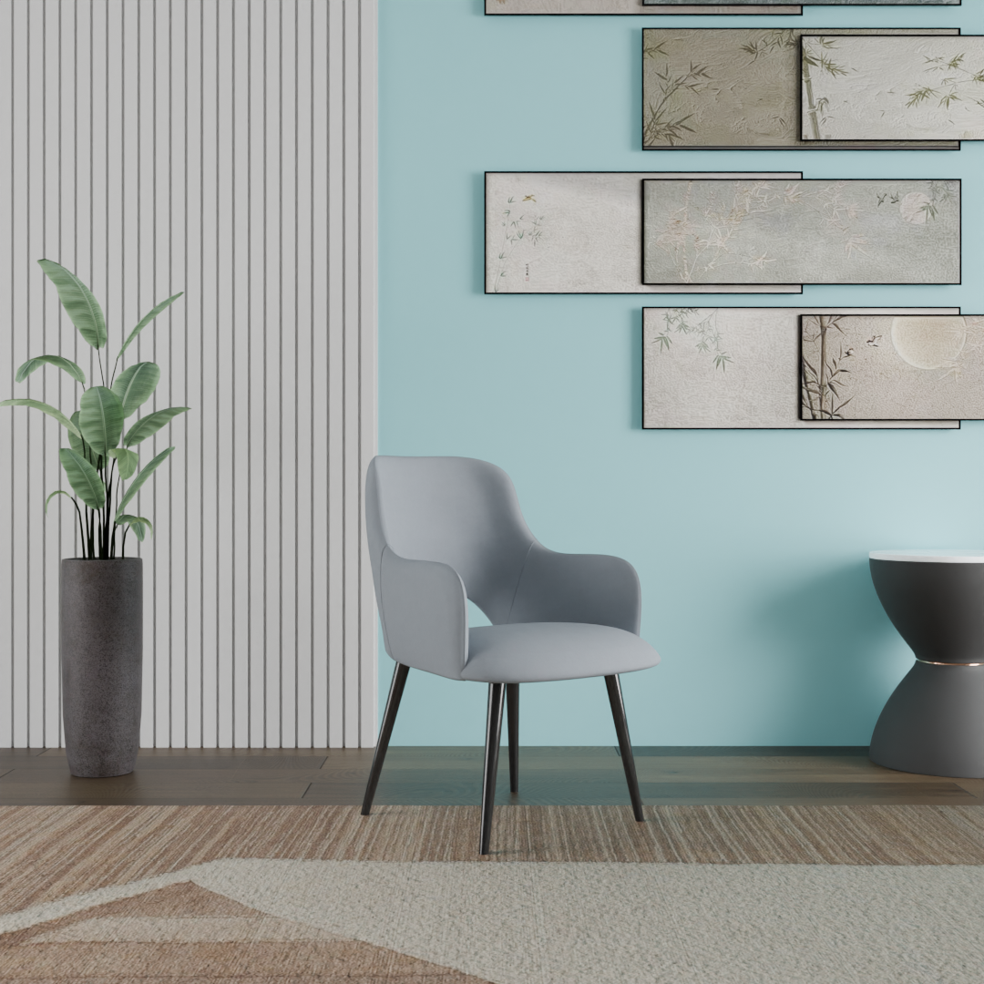Harmony Haven Velvet Arm Chair In Grey Colour