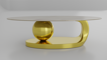 NATALIE & KOREAN MARBLE COFFE TABLE WITH GOLD S.S FRAMING