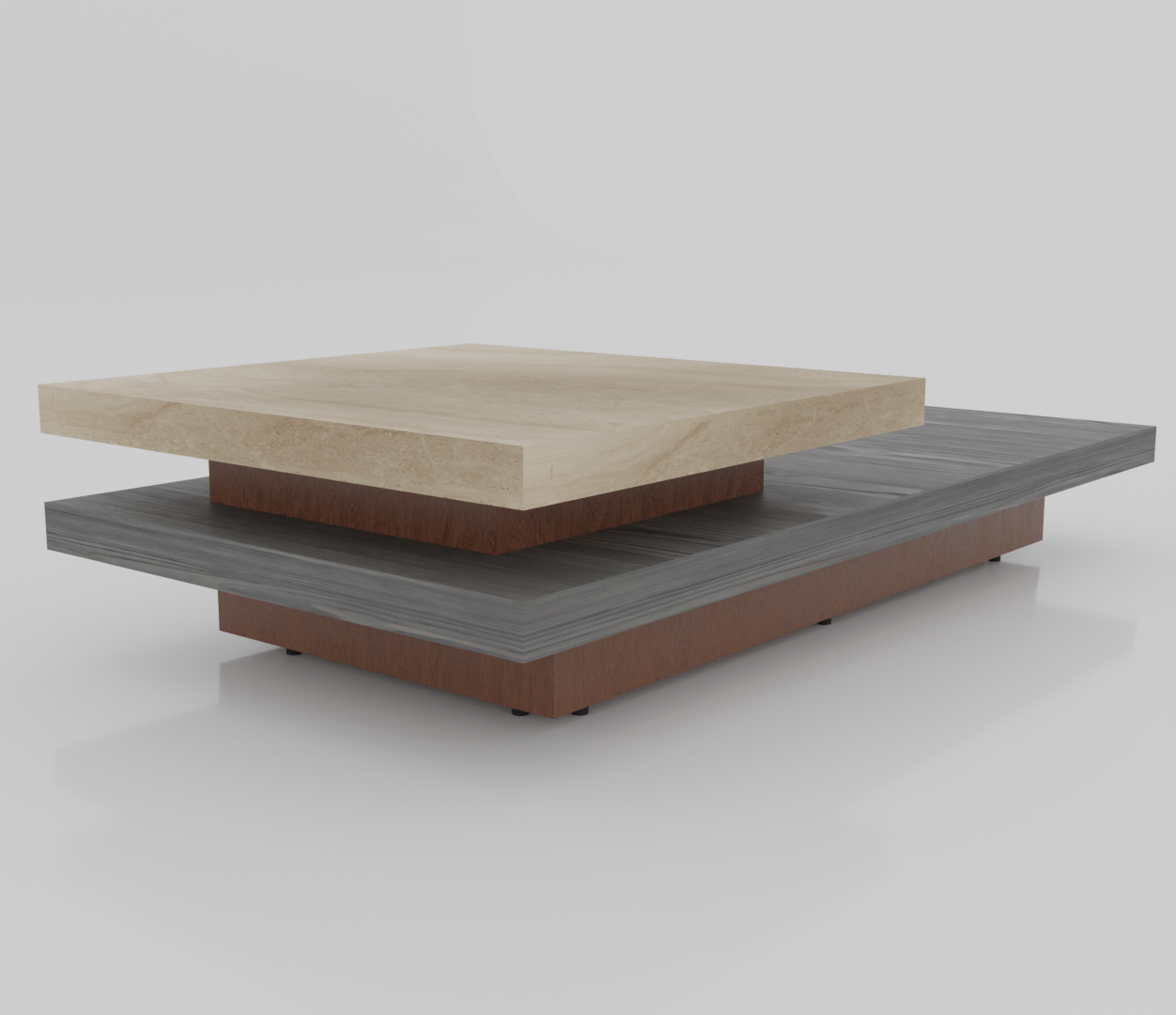 HENDRIK CREAM MARBLE TOP WITH GREY & BROWN WOOD FRAMING