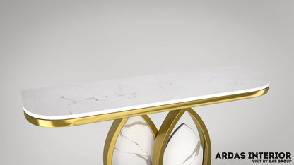 LOTUS GOLDEN CONSOLE WITH WHITE MARBLE