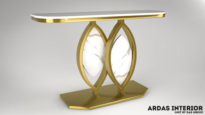 LOTUS GOLDEN CONSOLE WITH WHITE MARBLE