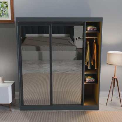 Alaska double slide mirror almirah with six drawer