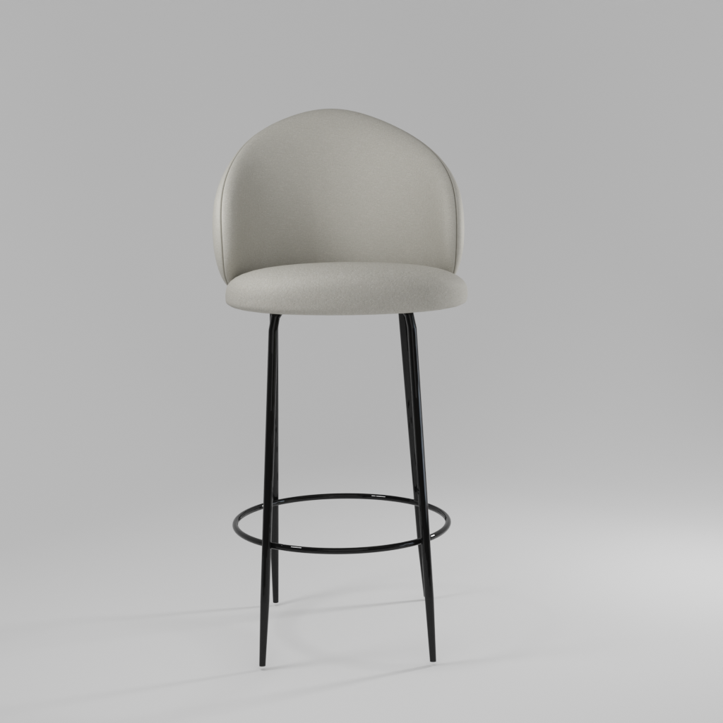 Timber Top Perch Velvet Bar Chair In Beige Colour