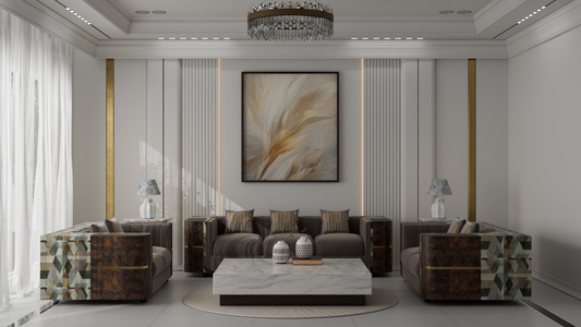 The Artefact luxury Sofa wood finish
