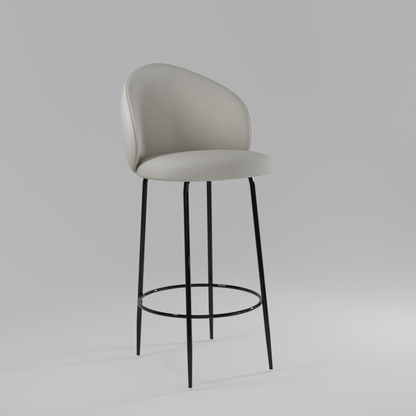 Timber Top Perch Velvet Bar Chair In Beige Colour