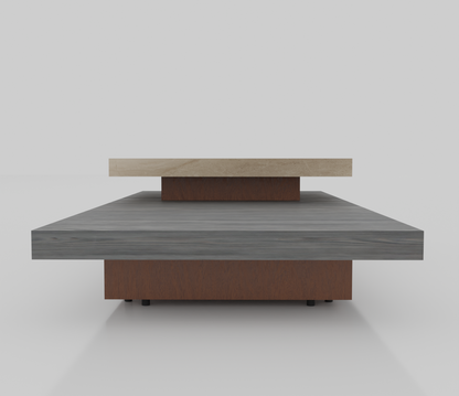 HENDRIK CREAM MARBLE TOP WITH GREY & BROWN WOOD FRAMING