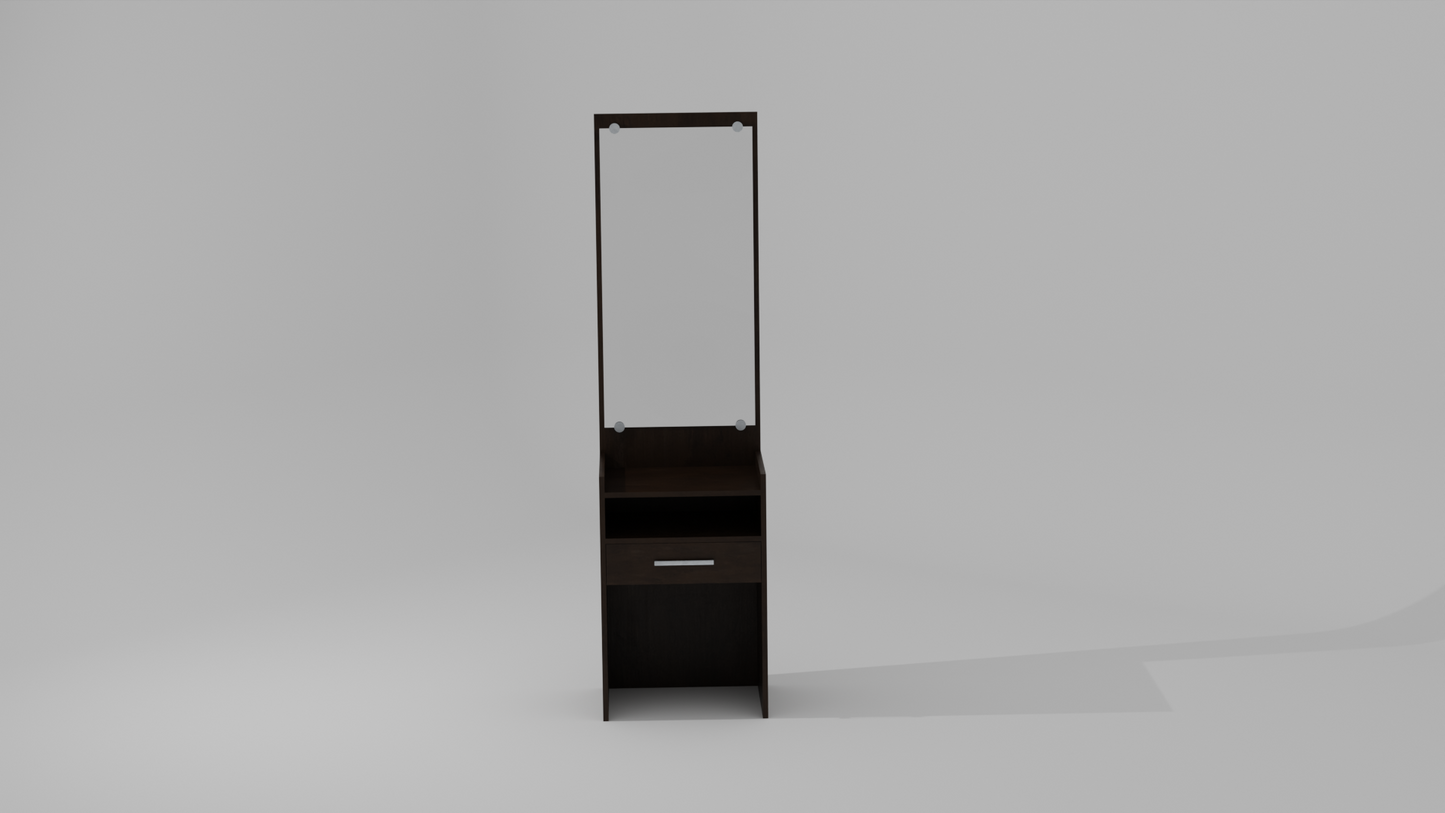 The Floral Inlay Vanity Dressing Table in a wood finish