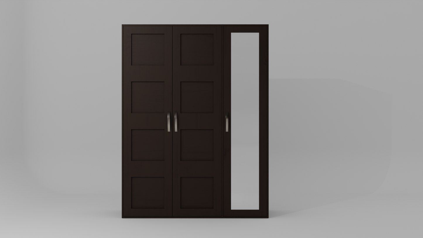 The Flux Three door Almirah wood finish