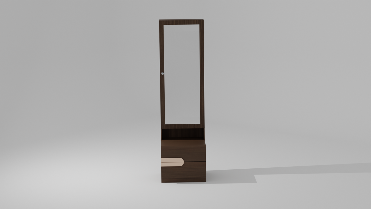 The Monochrome Beauty Dressing Table with a wood finish