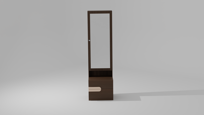 The Monochrome Beauty Dressing Table with a wood finish