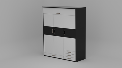 The Rainbow three door Wardrobe in black & white color