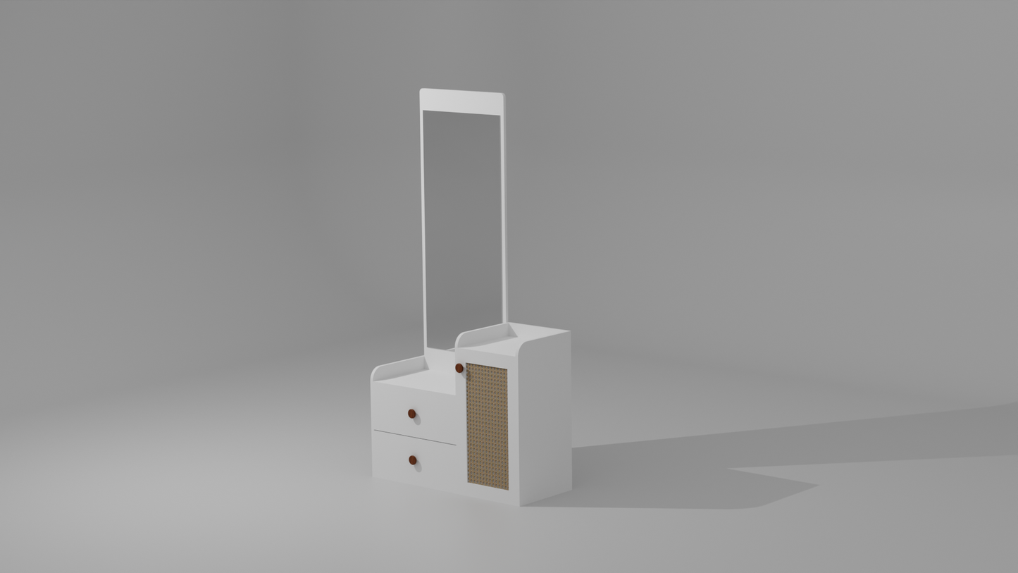 The Architectural Dresser Dressing Table with a wood finish