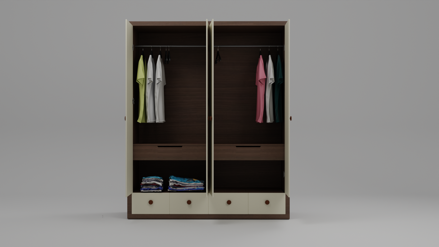 Apparel Alcove four door particle wood finish