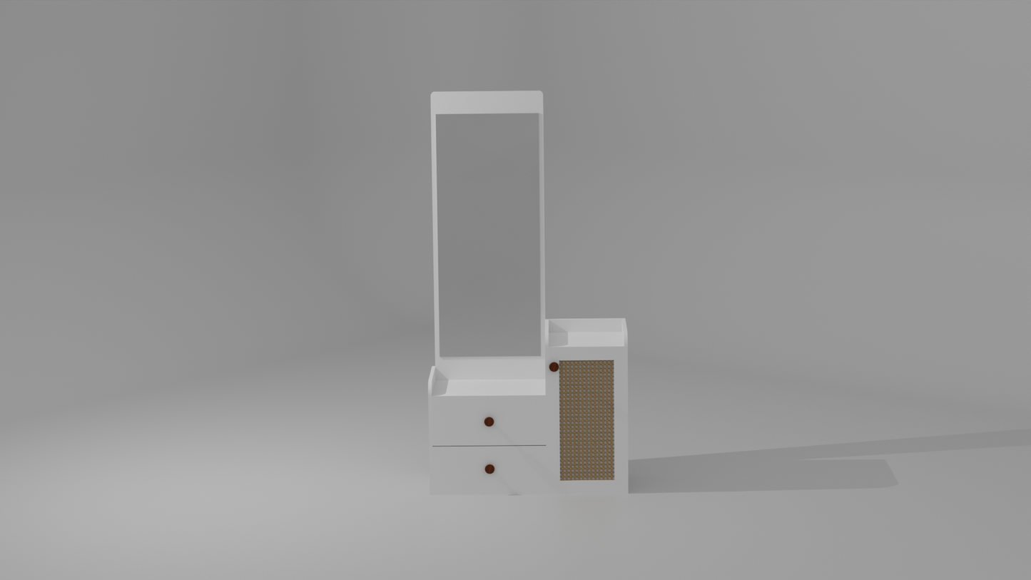 The Architectural Dresser Dressing Table with a wood finish