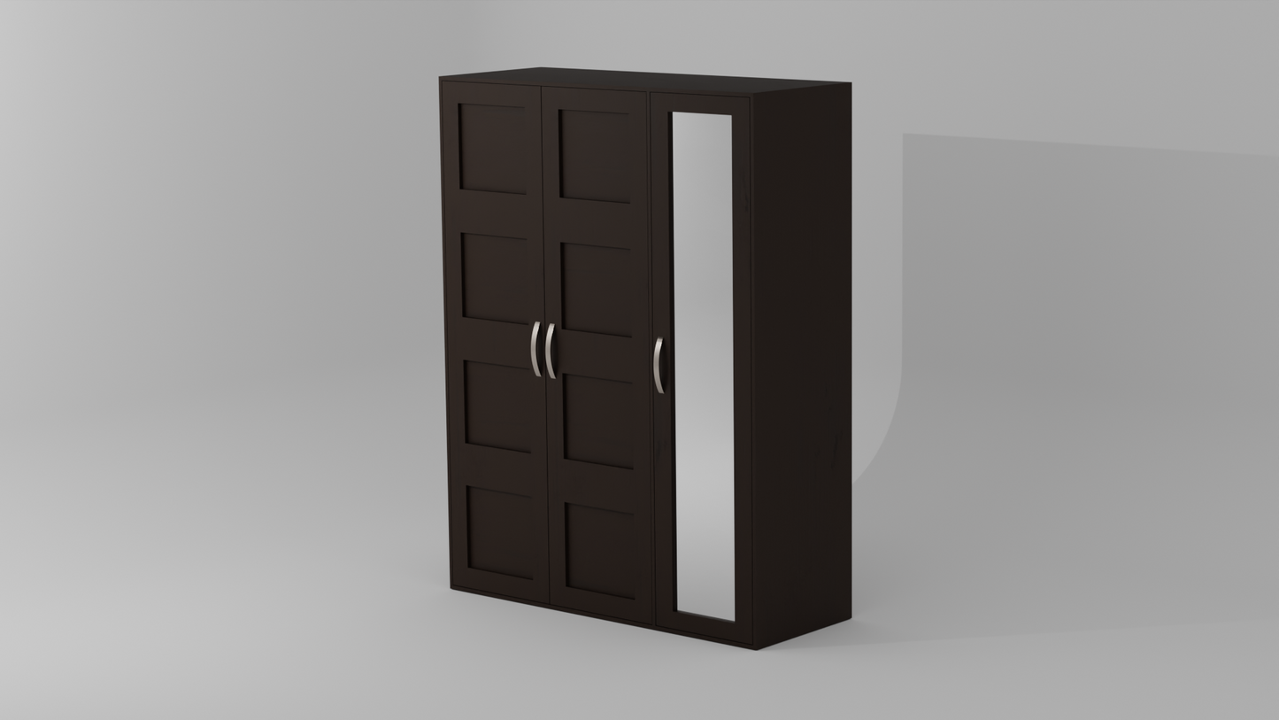 The Flux Three door Almirah wood finish