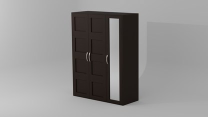 The Flux Three door Almirah wood finish