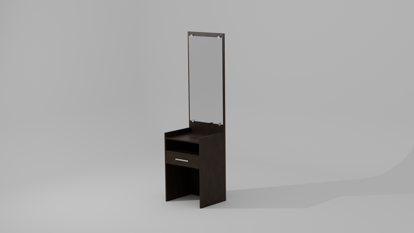 The Floral Inlay Vanity Dressing Table in a wood finish