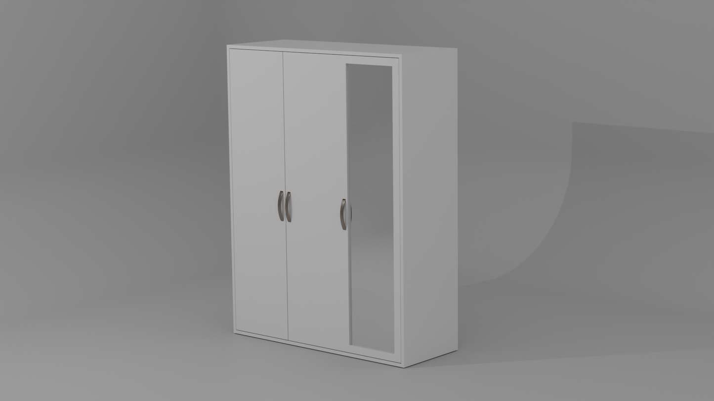 The Nexus Three door wardrobe in white color