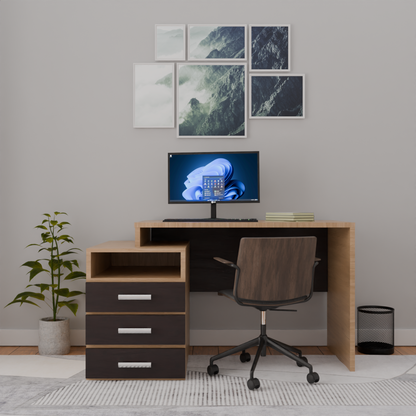 Augustine Dual Tone Engineered Wood Study Table Walnut Brown Finish
