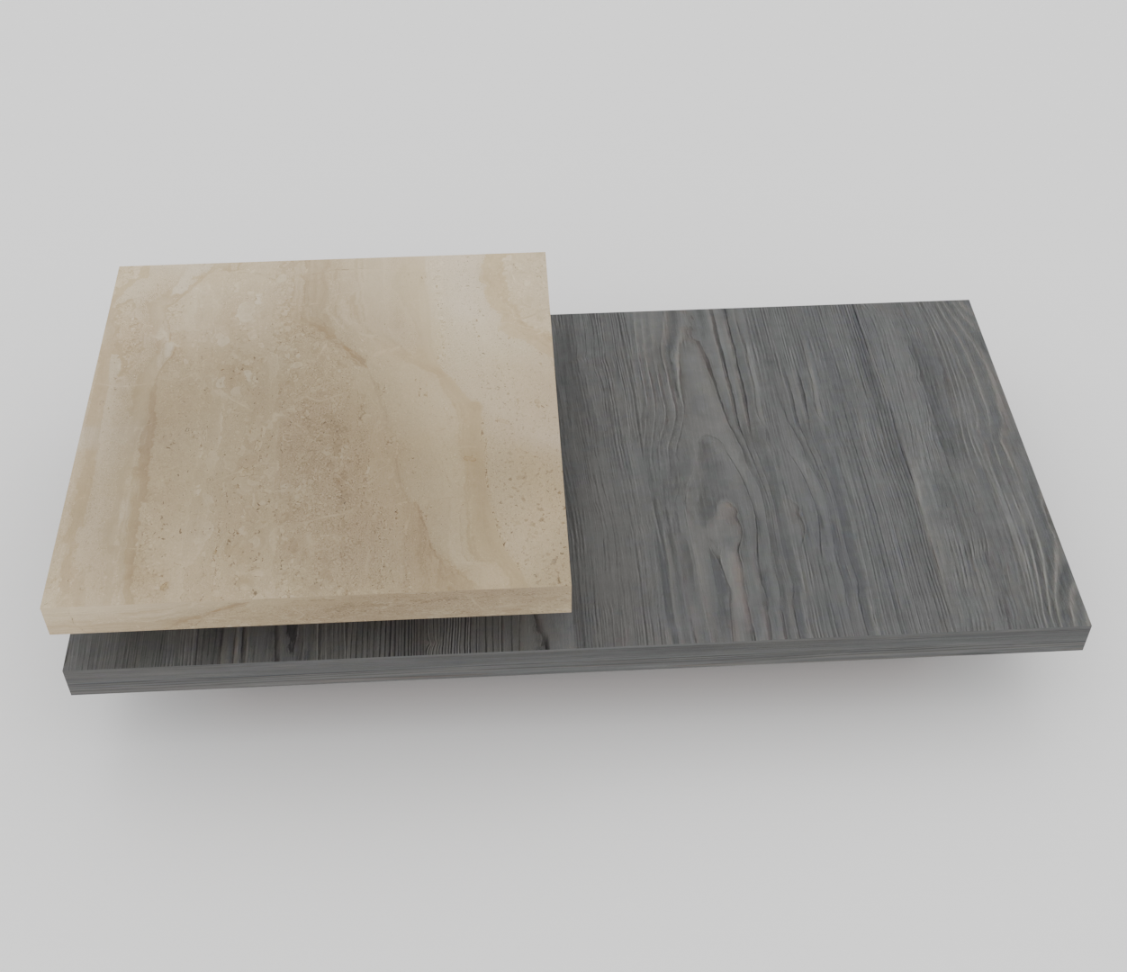 HENDRIK CREAM MARBLE TOP WITH GREY & BROWN WOOD FRAMING