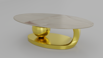 NATALIE & KOREAN MARBLE COFFE TABLE WITH GOLD S.S FRAMING