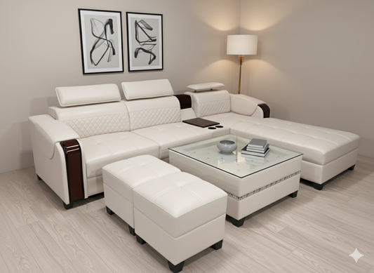 Aurora Premium L-Shaped Sofa with Cupholder
